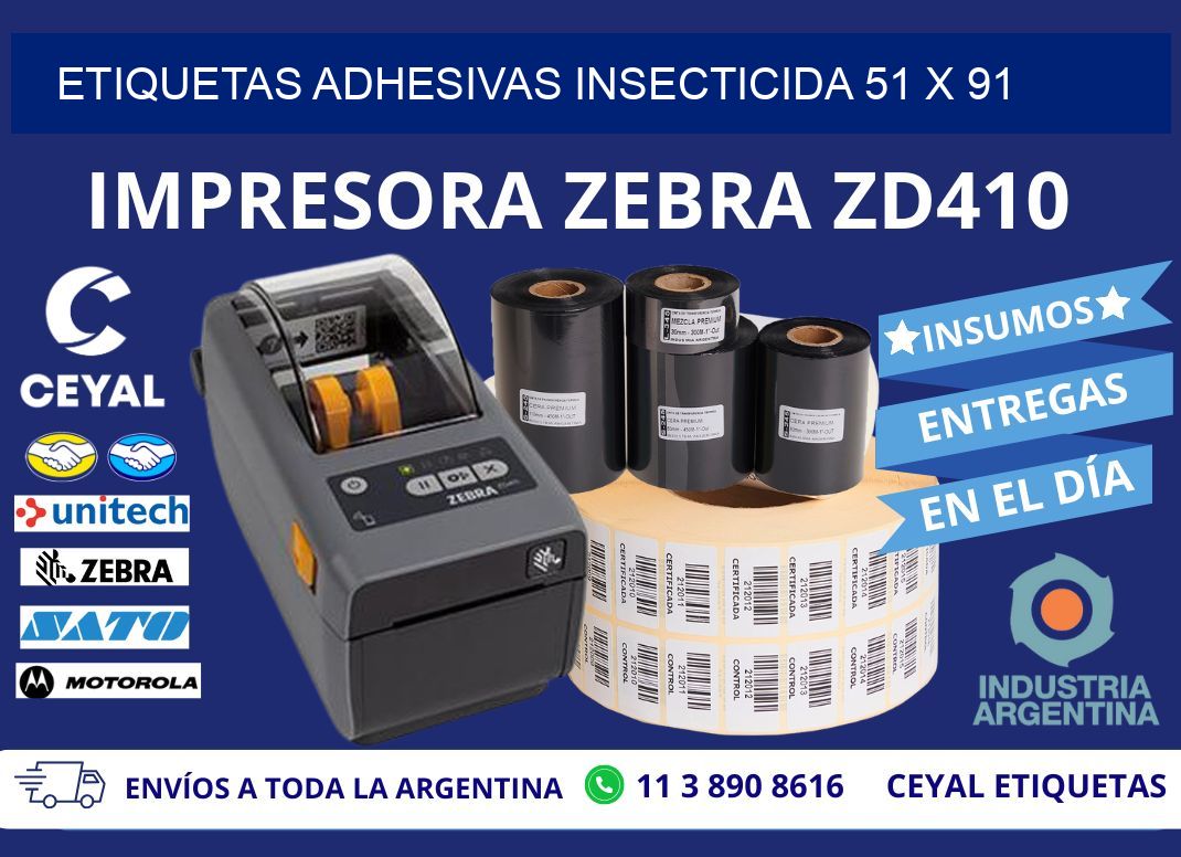 ETIQUETAS ADHESIVAS INSECTICIDA 51 x 91