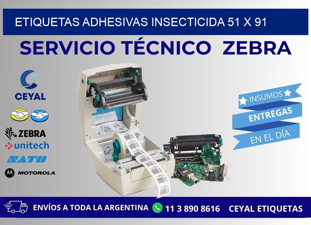 ETIQUETAS ADHESIVAS INSECTICIDA 51 x 91