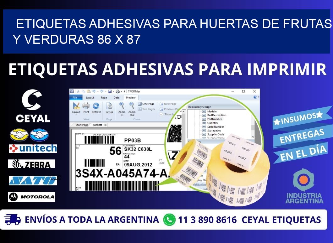 ETIQUETAS ADHESIVAS PARA HUERTAS DE FRUTAS Y VERDURAS 86 x 87