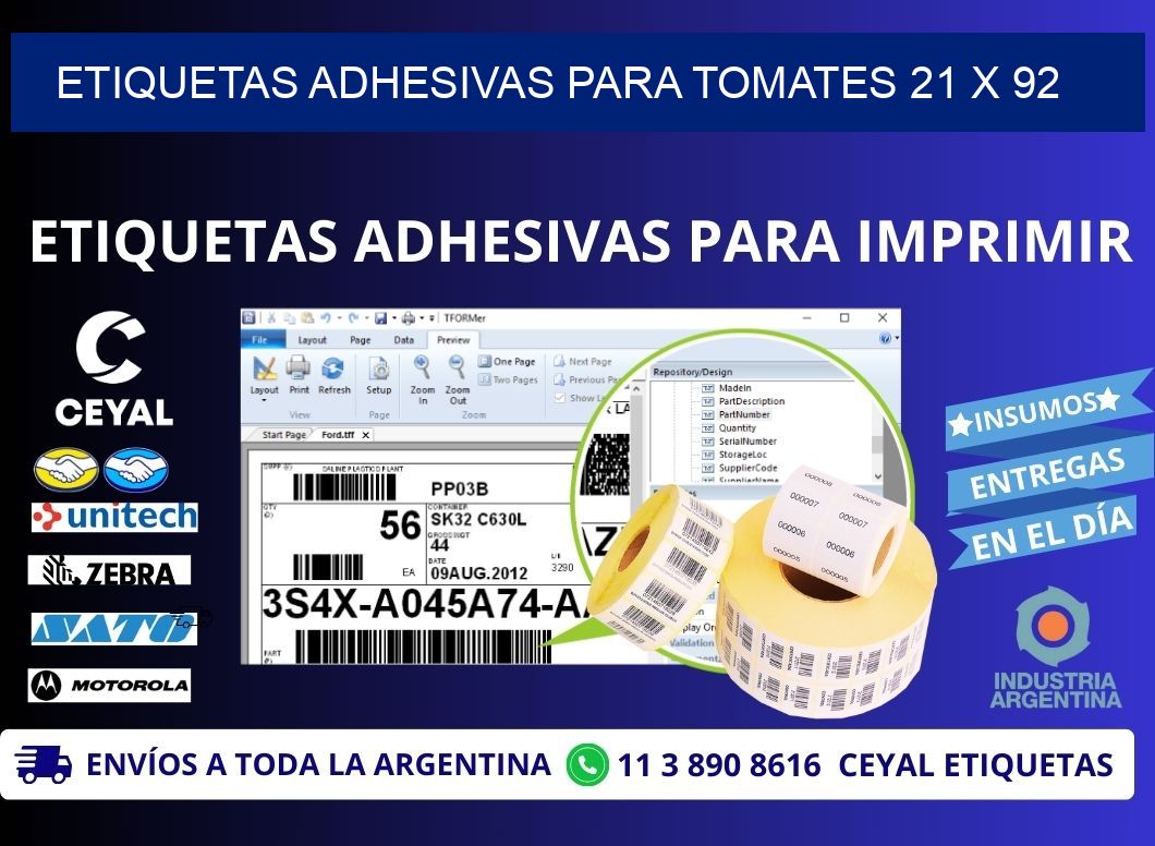 ETIQUETAS ADHESIVAS PARA TOMATES 21 x 92