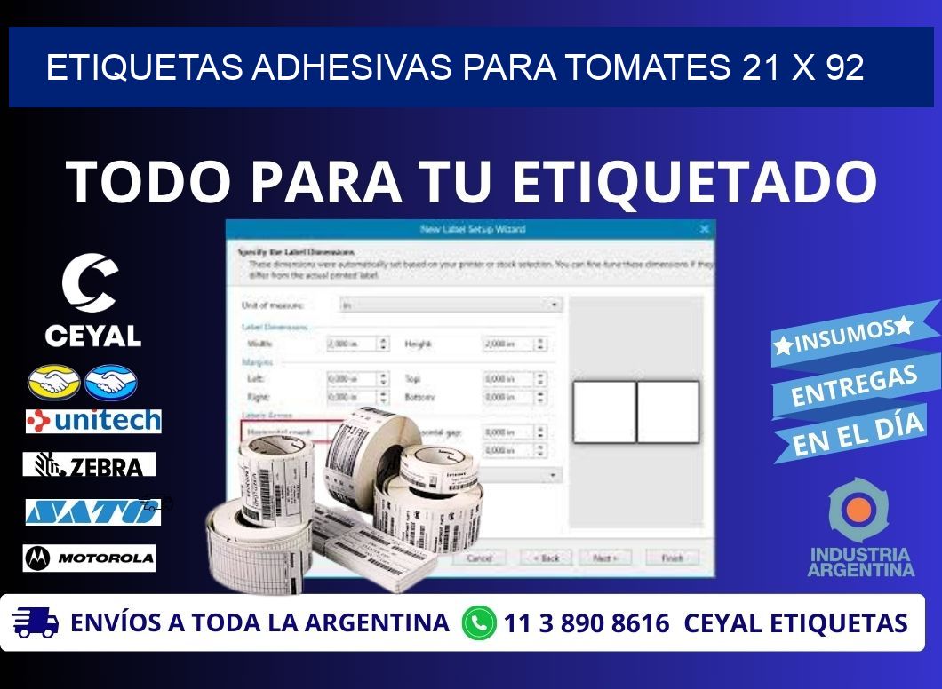 ETIQUETAS ADHESIVAS PARA TOMATES 21 x 92