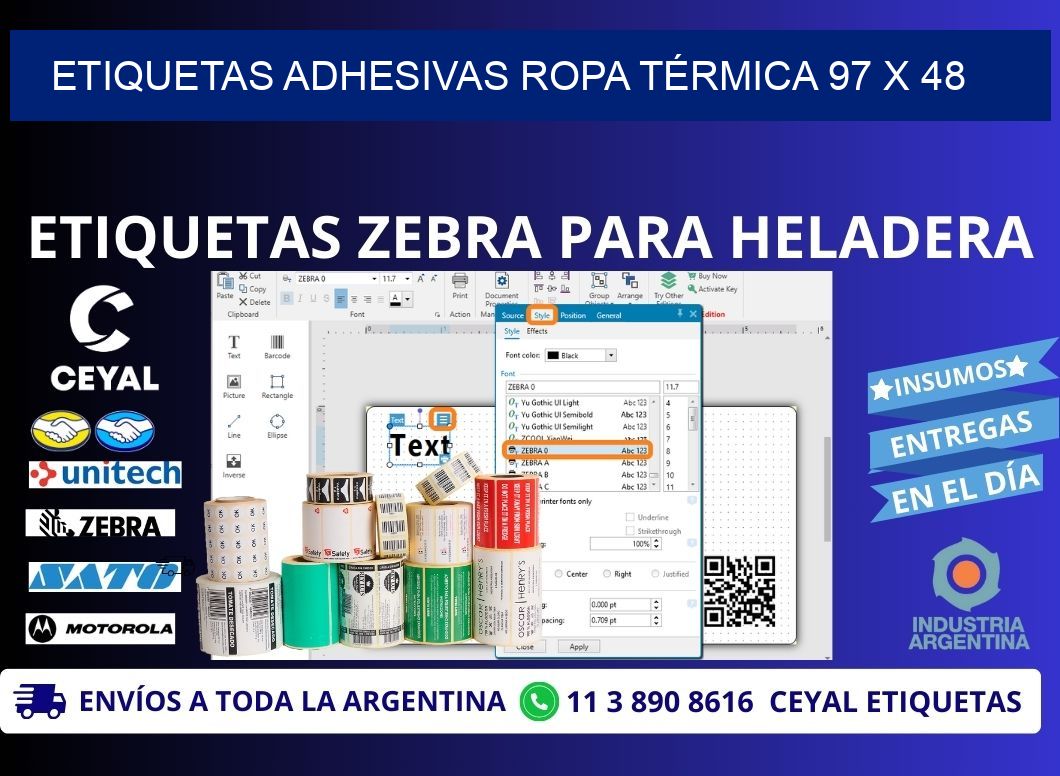 ETIQUETAS ADHESIVAS ROPA TÉRMICA 97 x 48