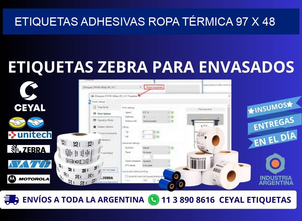 ETIQUETAS ADHESIVAS ROPA TÉRMICA 97 x 48