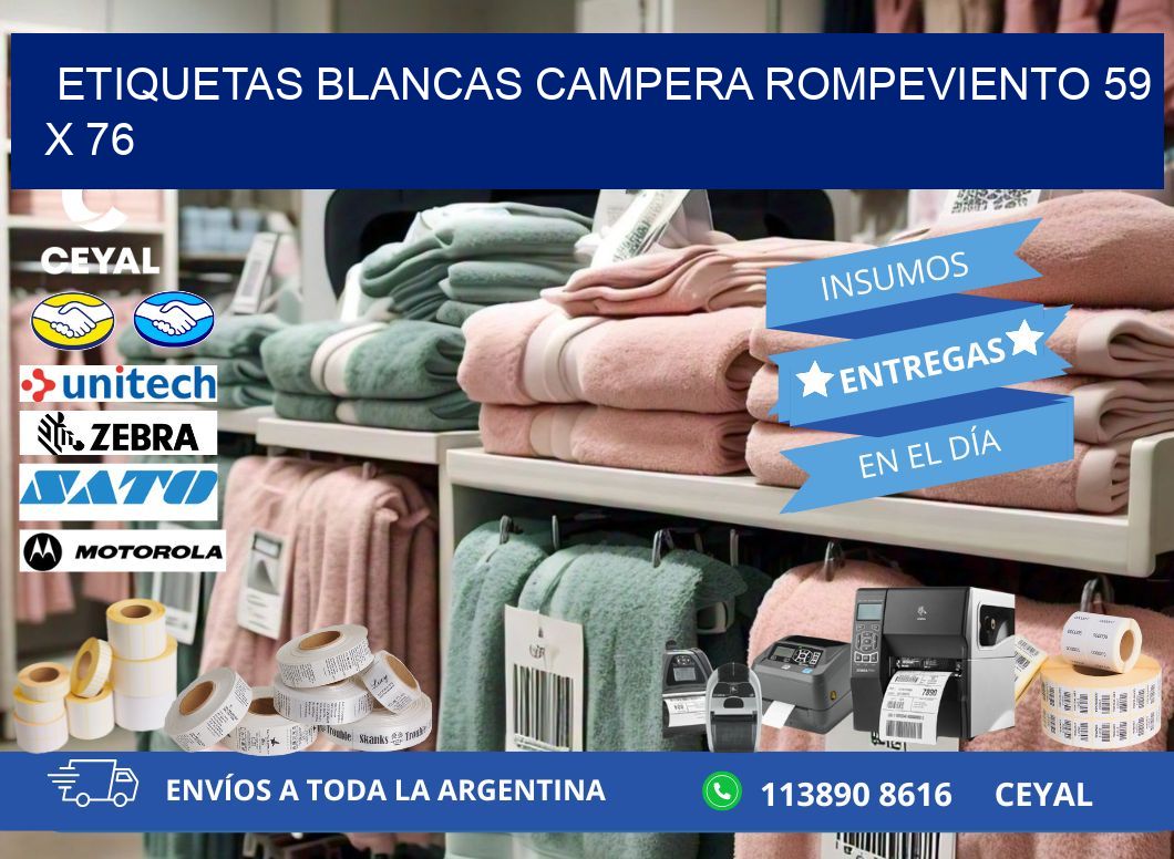 ETIQUETAS BLANCAS CAMPERA ROMPEVIENTO 59 x 76