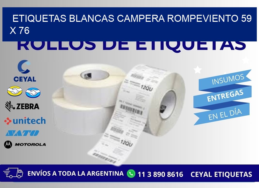 ETIQUETAS BLANCAS CAMPERA ROMPEVIENTO 59 x 76