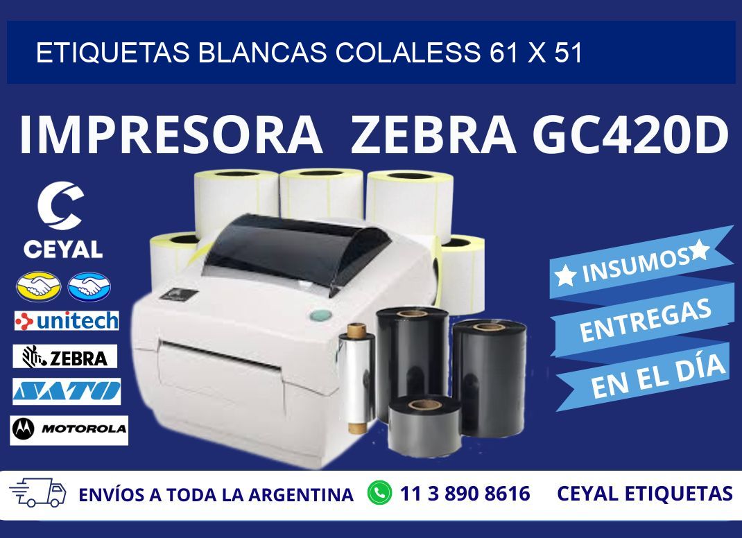 ETIQUETAS BLANCAS COLALESS 61 x 51