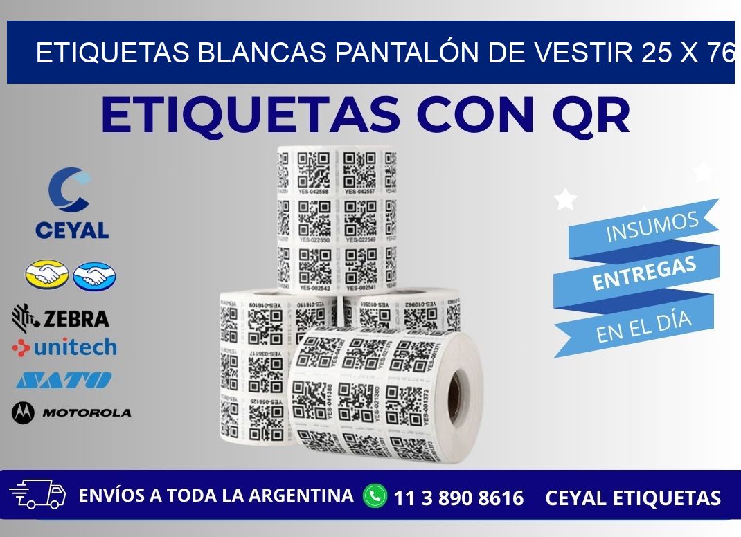 ETIQUETAS BLANCAS PANTALÓN DE VESTIR 25 x 76