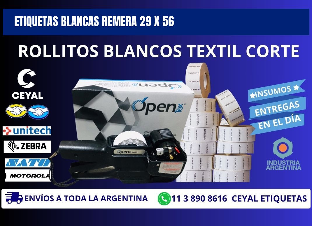 ETIQUETAS BLANCAS REMERA 29 x 56