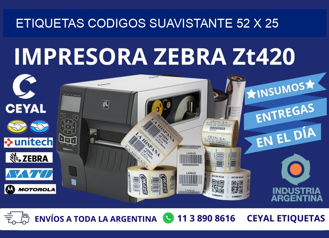 ETIQUETAS CODIGOS SUAVISTANTE 52 x 25