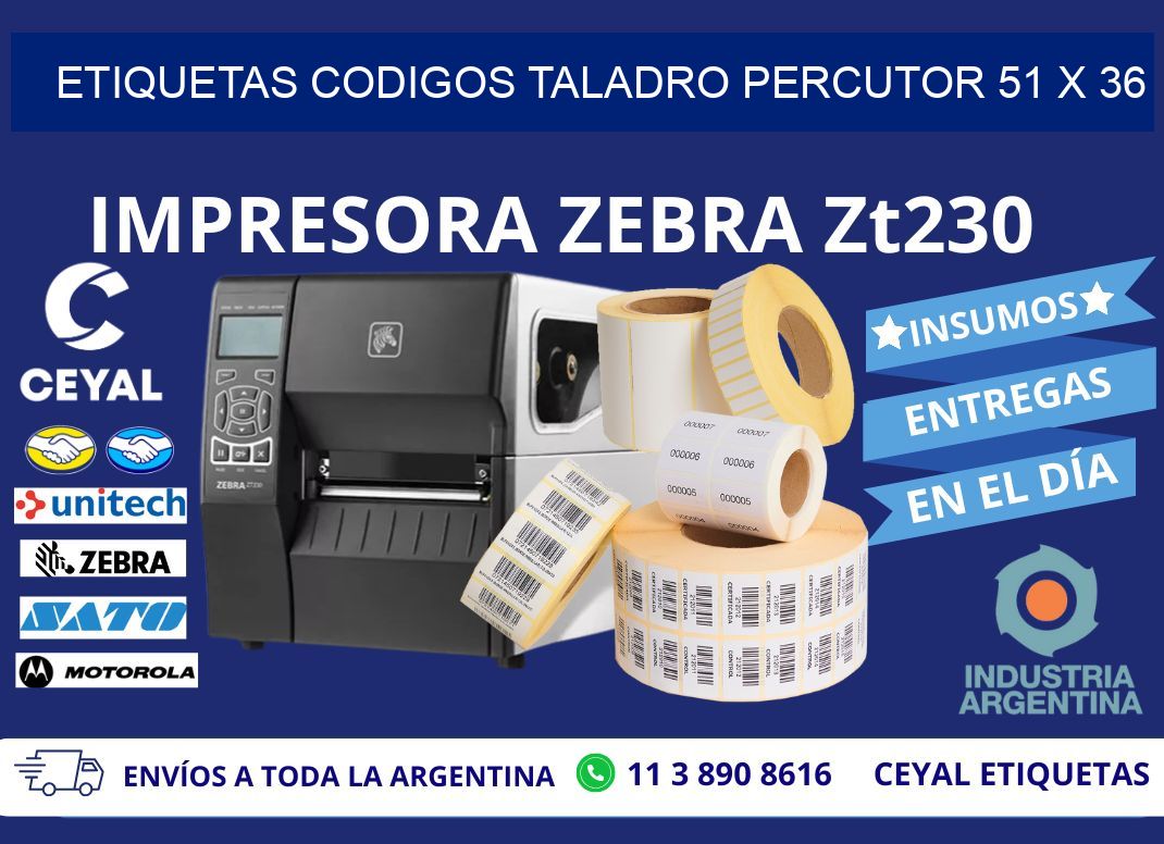 ETIQUETAS CODIGOS TALADRO PERCUTOR 51 x 36