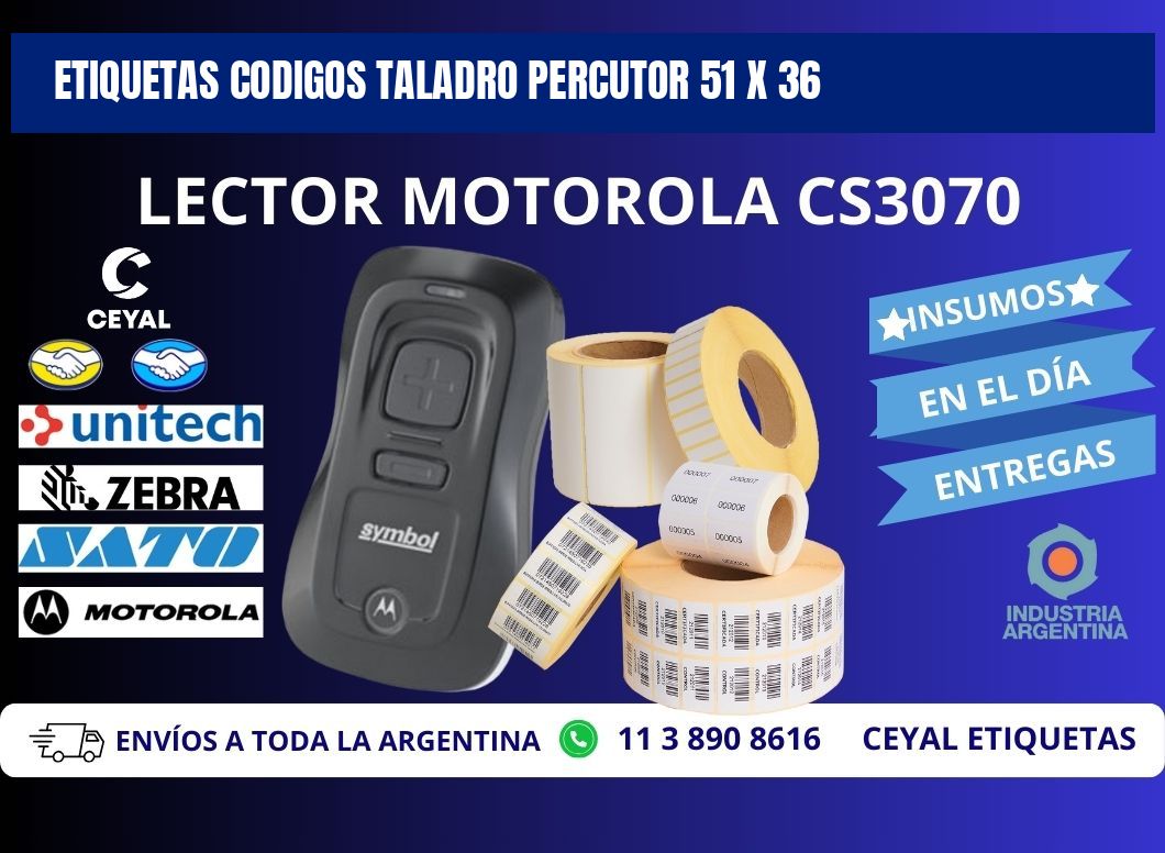 ETIQUETAS CODIGOS TALADRO PERCUTOR 51 x 36