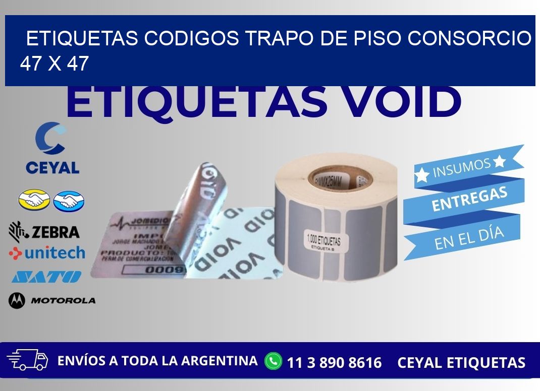 ETIQUETAS CODIGOS TRAPO DE PISO CONSORCIO 47 x 47