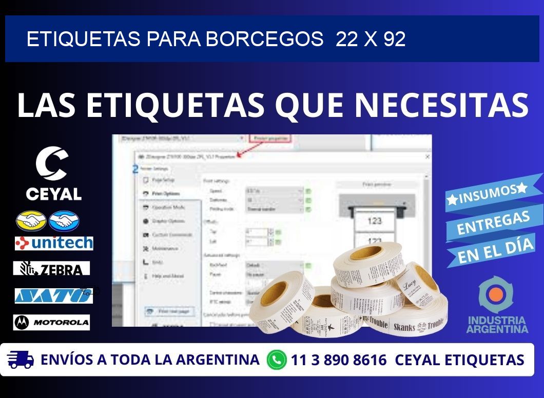 ETIQUETAS PARA BORCEGOS  22 x 92