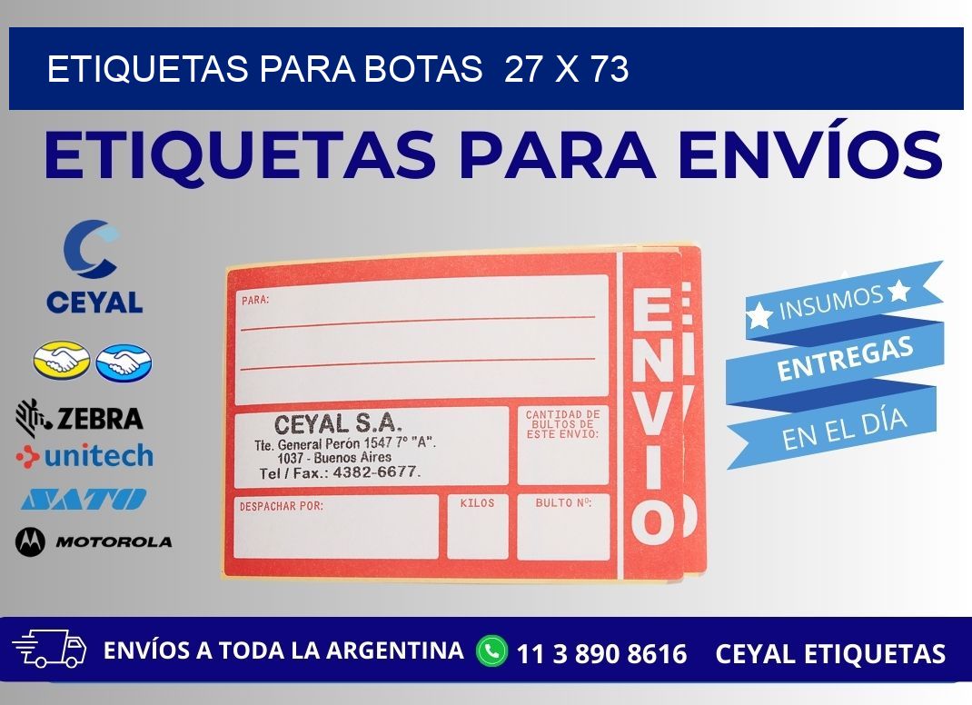 ETIQUETAS PARA BOTAS  27 x 73