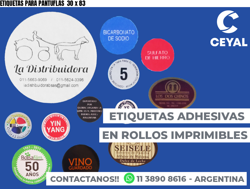 ETIQUETAS PARA PANTUFLAS  30 x 83