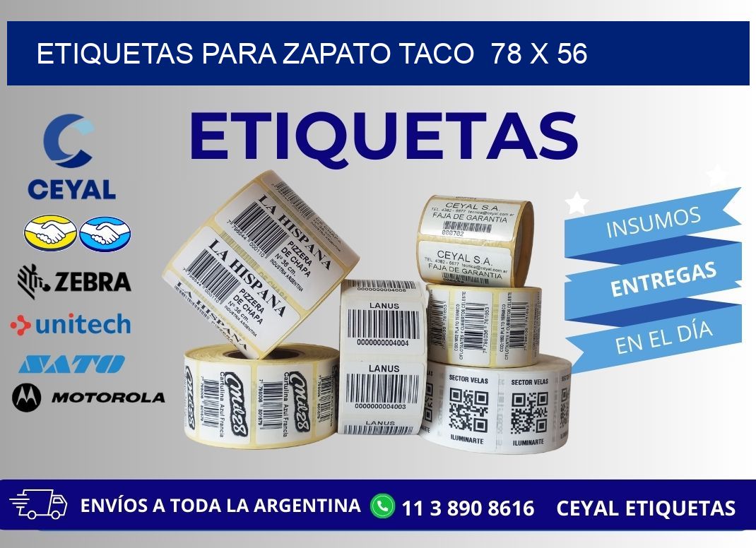 ETIQUETAS PARA ZAPATO TACO  78 x 56