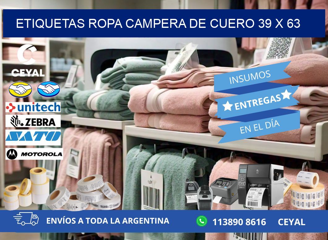 ETIQUETAS ROPA CAMPERA DE CUERO 39 x 63