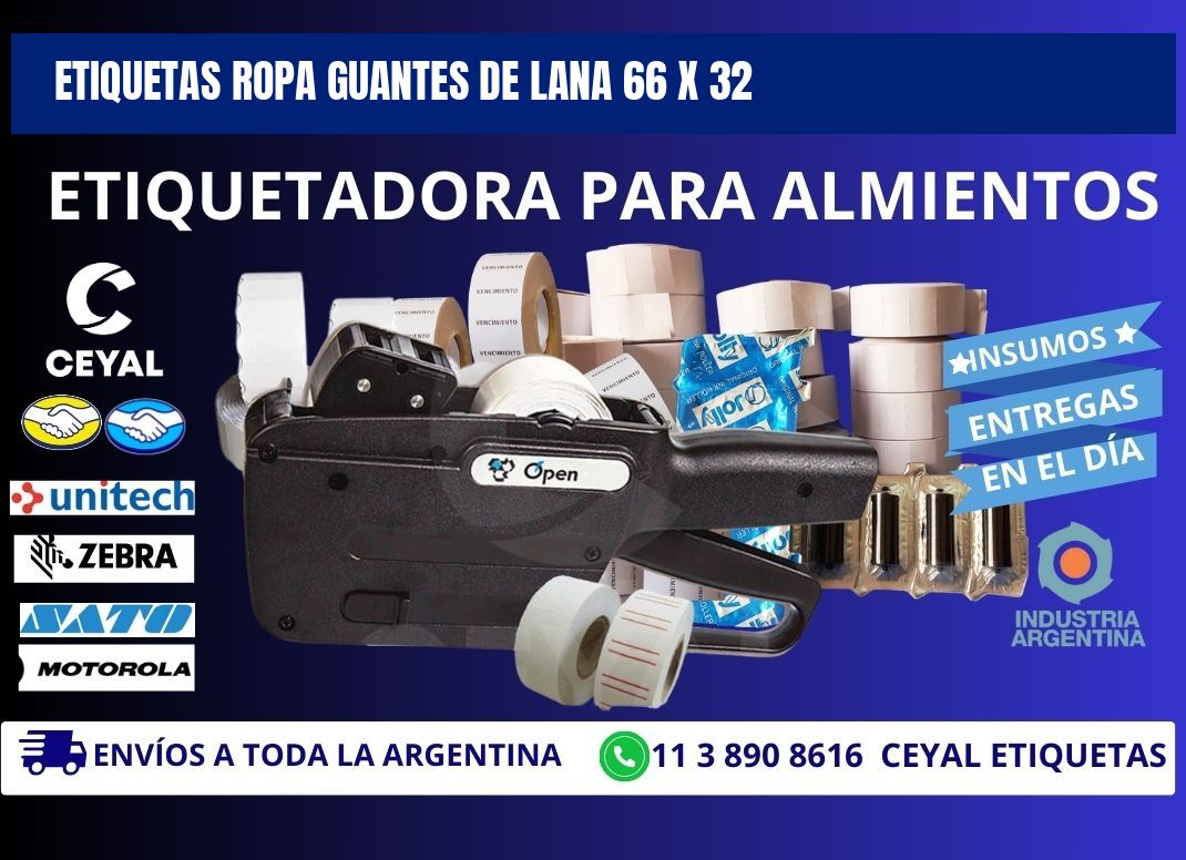 ETIQUETAS ROPA GUANTES DE LANA 66 x 32